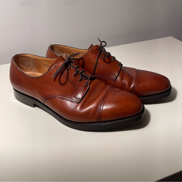 Peal & Co. Medallion Captoe Oxford Leather Shoes - T06585 Brown - US Size 9.5 - Picture 4 of 12